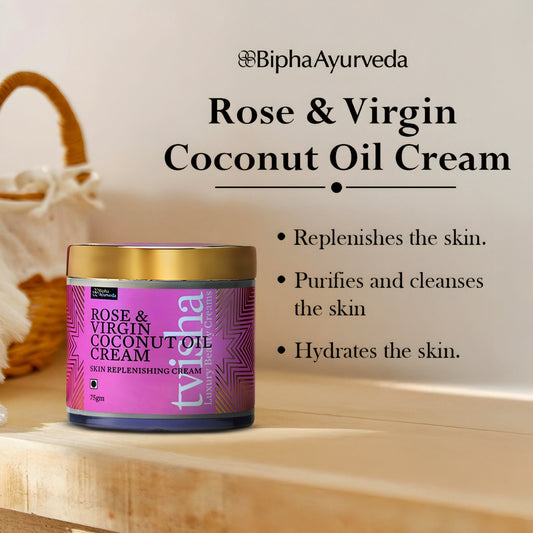 Tvisha - Rose & Virgin Coconut Oil Cream- Skin Replenishing Cream 75 gm