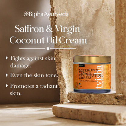 Tvisha - Saffron & Virgin Coconut Oil Cream - Skin Glowing Night Cream 75 gm