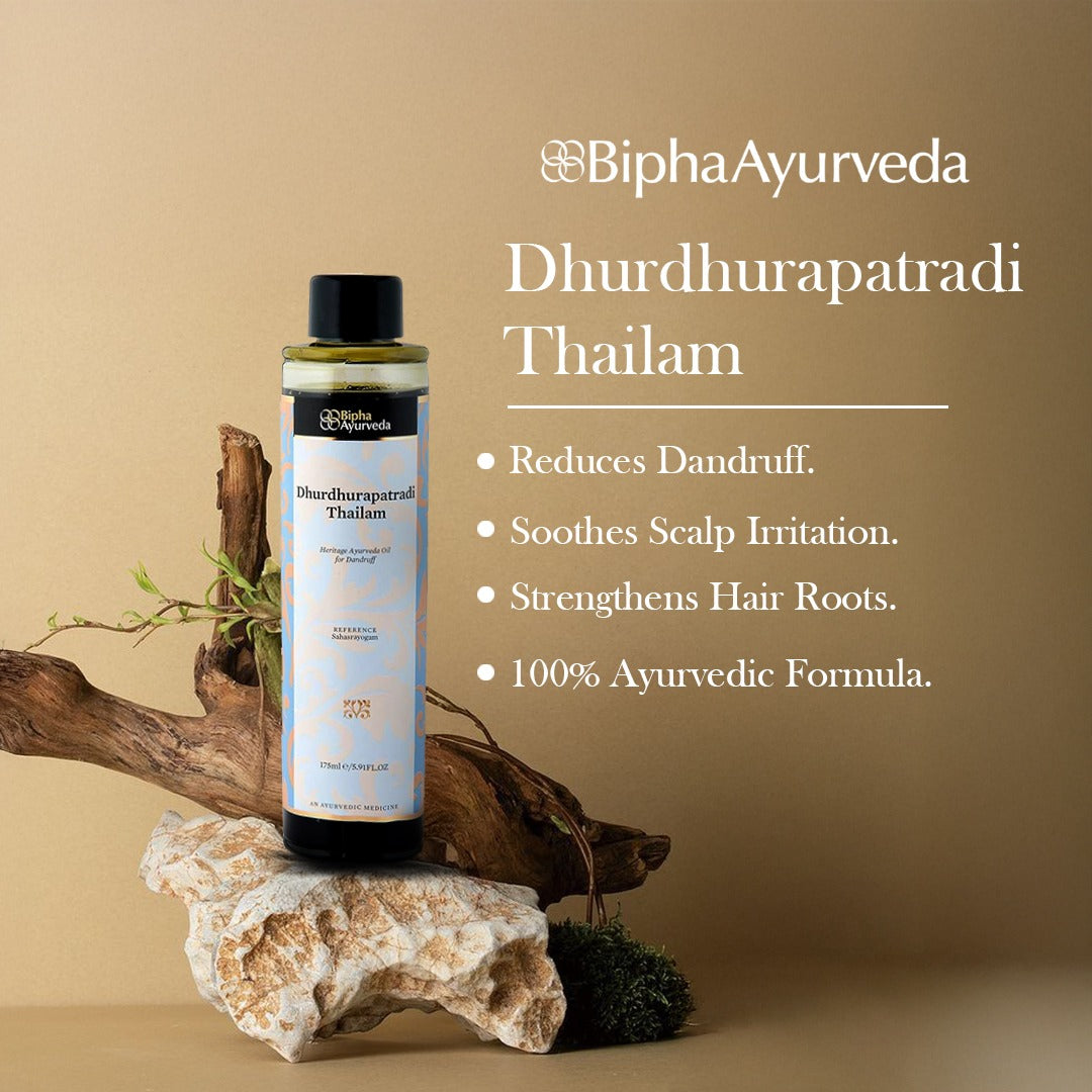 Dhurdhurapathradi Ayurveda oil - Traditional ayurveda recipe for dandruff control and healthy scalp . 100 % Natural formulation- 175ml