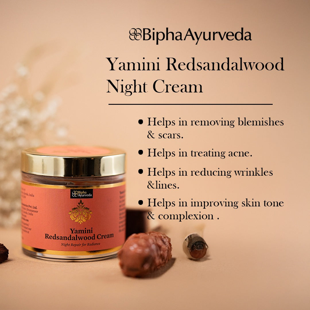 Yamini Redsandalwood Night Cream for Flawless Youthful Skin enriched with Natural Butters, Essential oils and Pure Active Herbs 75 gm