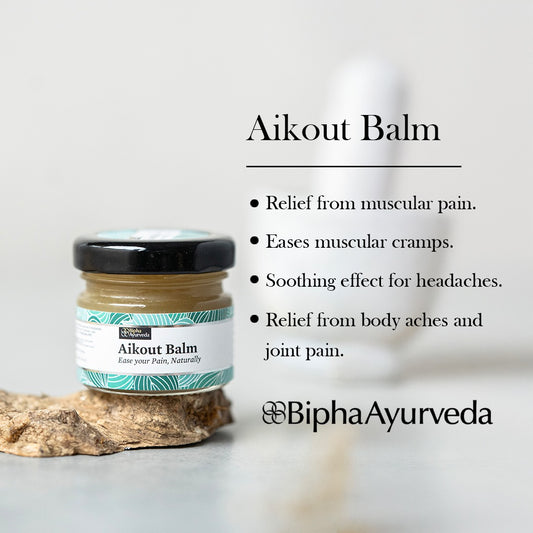 Aikout Pain Balm for Joint pain aches & sprains. Made with natural plant butters & pure herbs. Free from synthetic colours & fragrances 20 gm