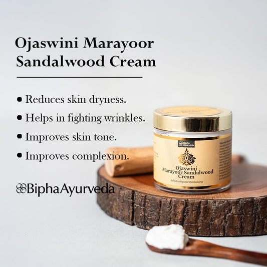 Ojaswini Marayoor Sandalwood Cream-A rich textured cream for Nourished& Smooth skin with the Pure Extracts of Sandalwood. Natural Moisturizer for Dry Skin 75 gm