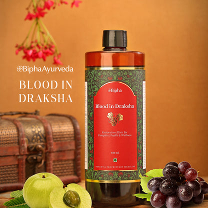 Blood in Draksha - Natural Immunity Booster made with Handpicked Ayurveda Herbs & Exotic Spices matured on a base of Kali Draksha (Black Grapes) 450ml