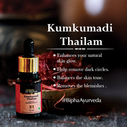 Kumkumadi Thailam-Ayurvedic Beauty Serum for Radiant Skin.Made from Pure concentrated Kashmir saffron & other exotic herbs to enhance skin tone-10 ml