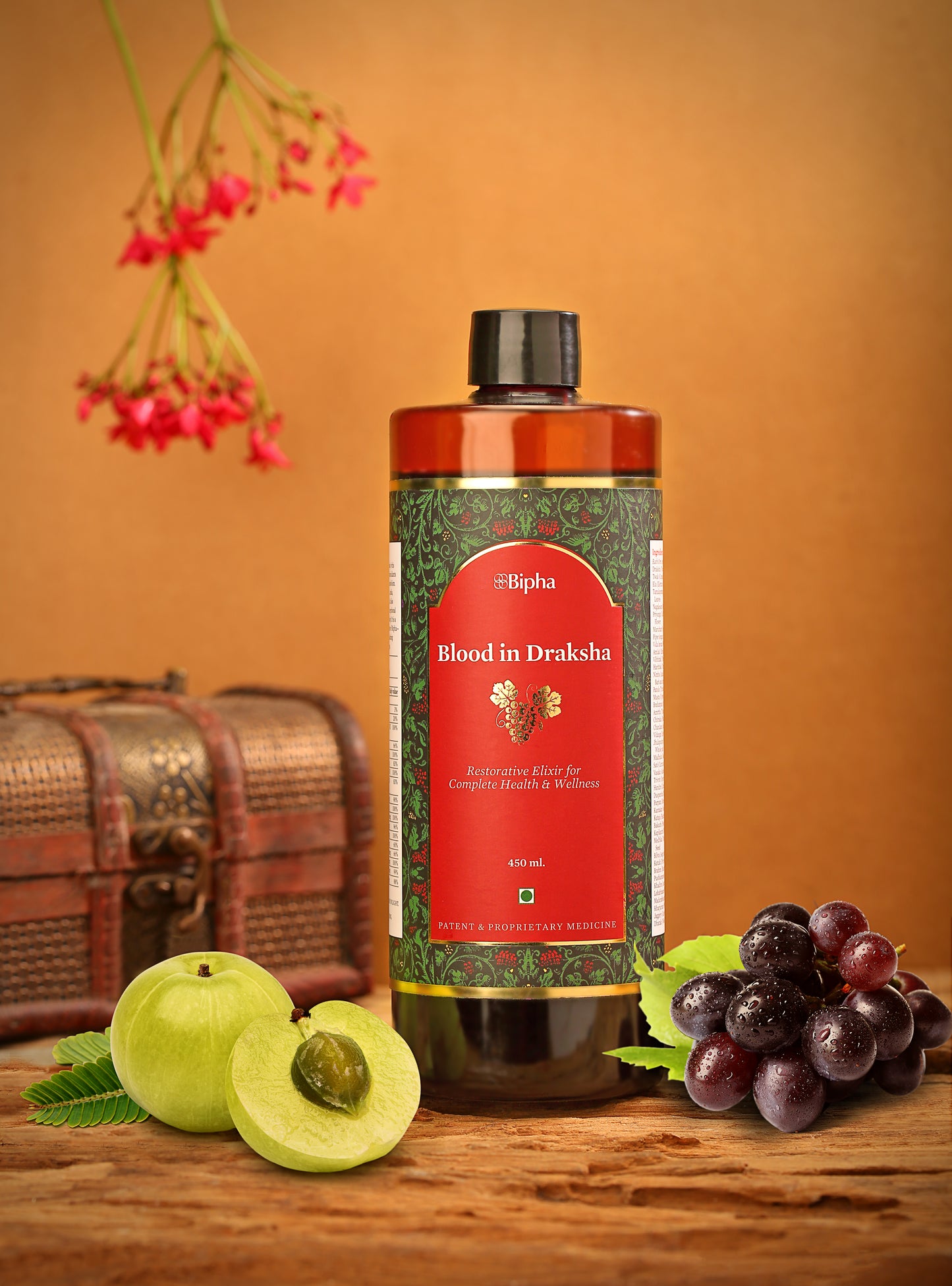 Blood in Draksha - Natural Immunity Booster made with Handpicked Ayurveda Herbs & Exotic Spices matured on a base of Kali Draksha (Black Grapes) 450ml